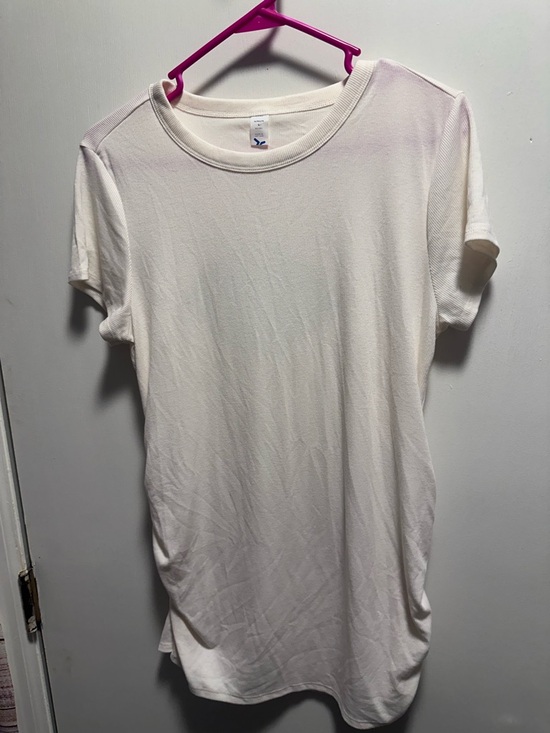 Tops - Basic Short Sleeve Tee Dress in Cream